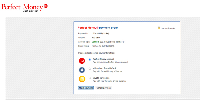 برداشت پول از پرفکتمانی